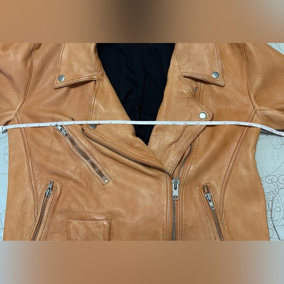 NWOT We The Free Jealousy Leather Moto Jacket M Tangerine Orange - Picture 9 of 14